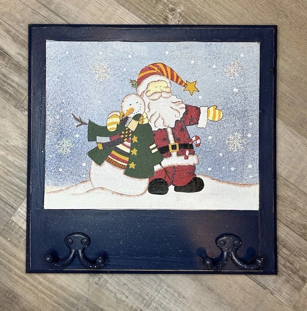 Christmas Snowmen with Santa Winter scene coat or stalking hanger